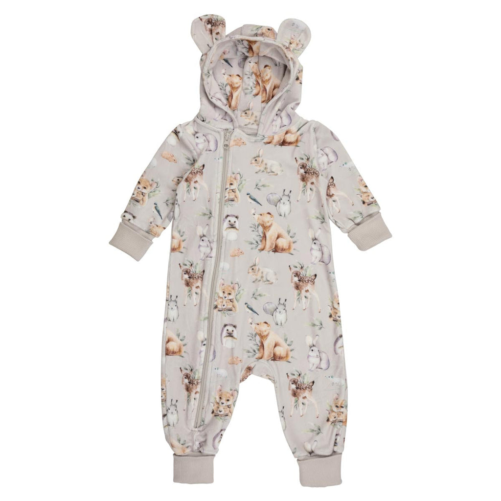 Metsäneläimet-veluurihaalari, beige