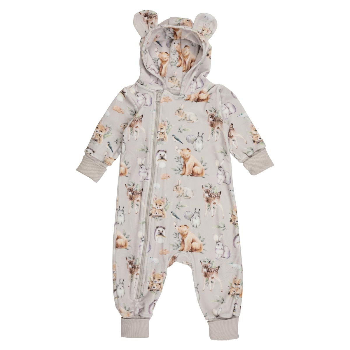 Metsäneläimet-veluurihaalari, beige