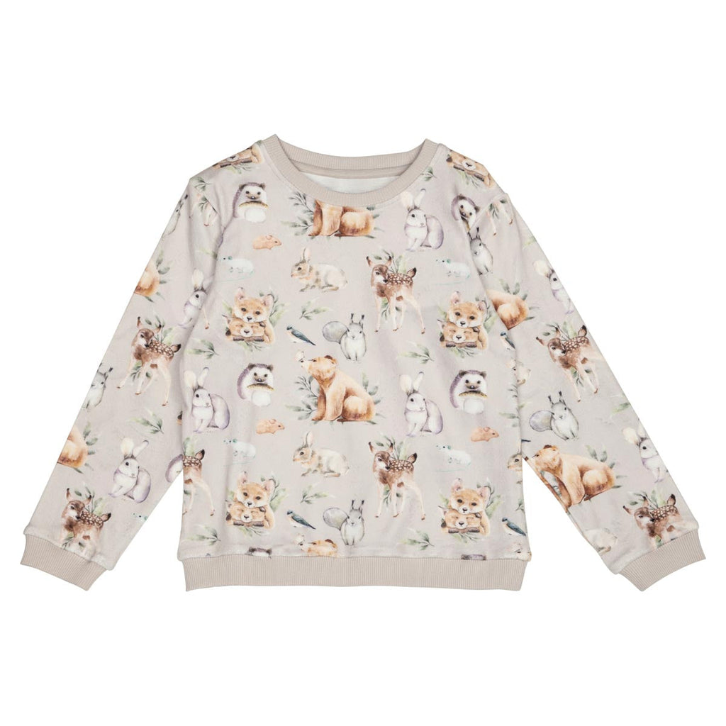 Metsäneläimet-veluuripaita, beige
