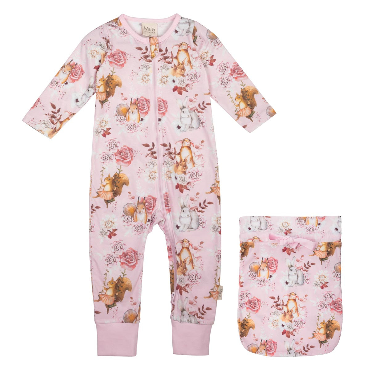 Metsäneläimet-pyjama vauvalle, roosa
