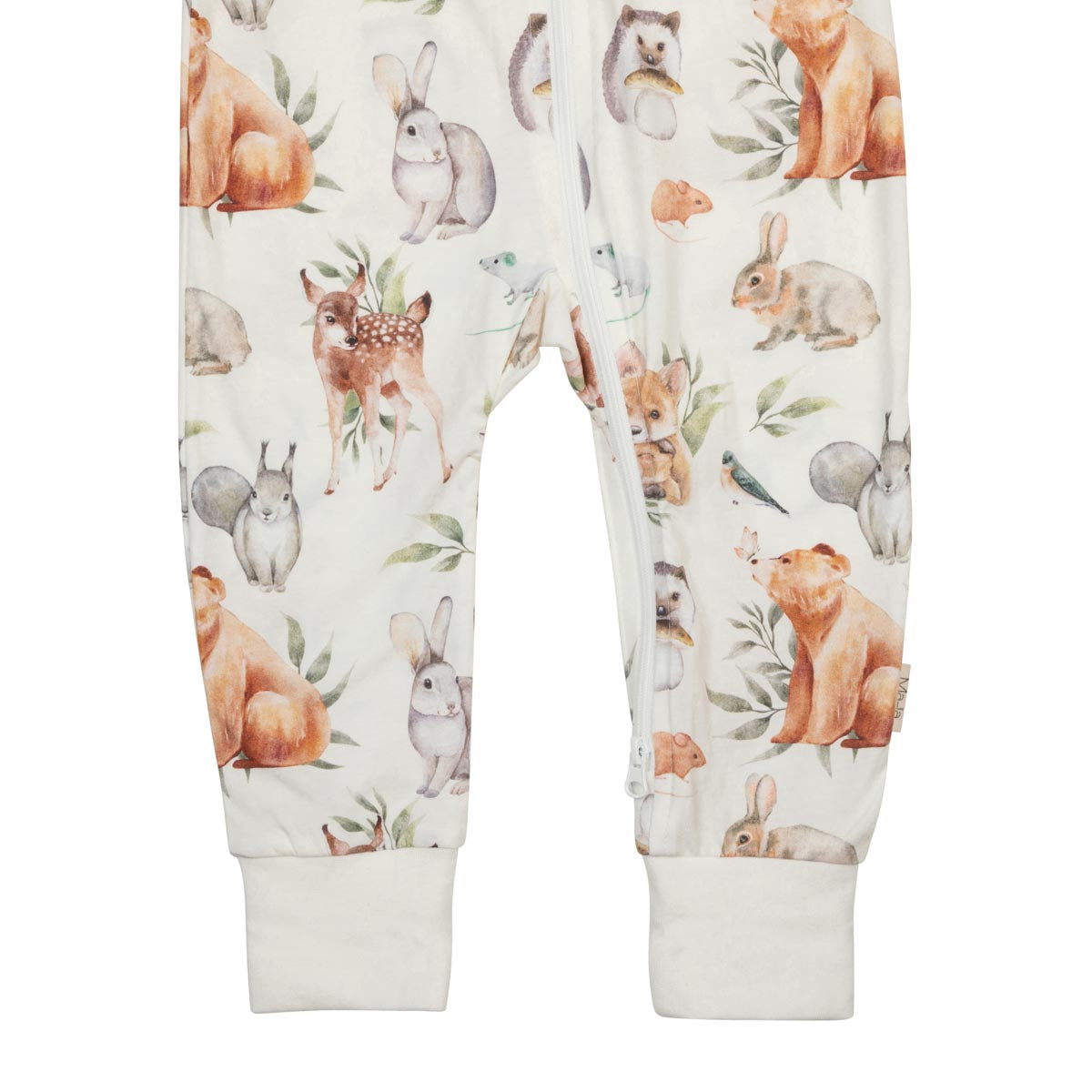Metsäneläimet-pyjama vauvalle, luonnonvalkoinen