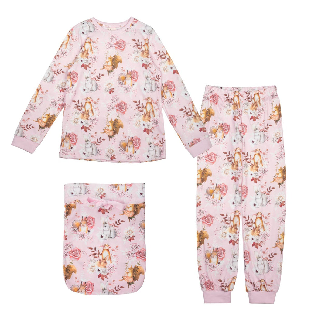 Metsäneläimet-pyjama, roosa